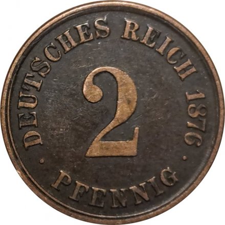 Германия 2 пфеннига 1876 год (A)