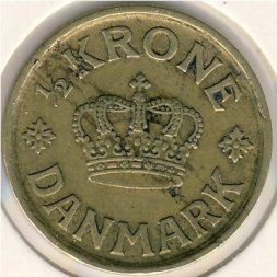 Дания 1/2 кроны 1925 год - Король Кристиан X