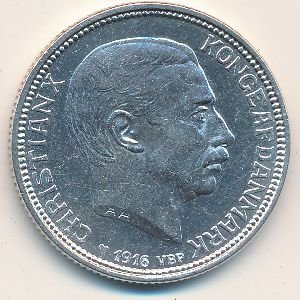 Дания 2 кроны 1916 год