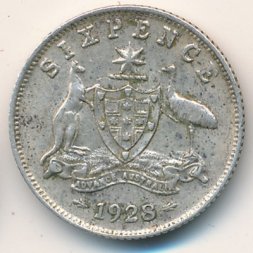 Австралия 6 пенсов 1928 год