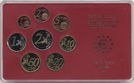 Евро серия Proof Германия 2002 год - Монетный двор «J» (8 монет)