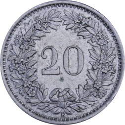 Швейцария 20 раппенов 1969 год