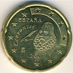 Испания 20 евроцентов 2007 год