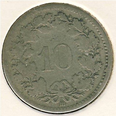 Швейцария 10 раппенов 1851 год