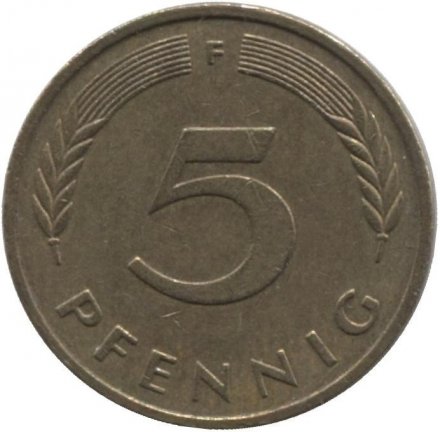 ФРГ 5 пфеннигов 1988 год - F