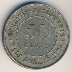Стрейтс-Сетлментс 50 центов 1908 год