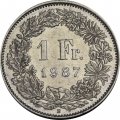 Швейцария 1 франк 1987 год