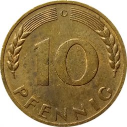 ФРГ 10 пфеннигов 1967 год - G