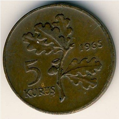 Турция 5 куруш 1965 год