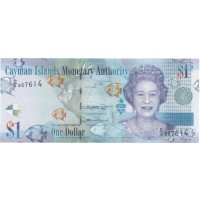 Каймановы острова 1 доллар 2018 год - Королева Елизавета II и рыба-ангел. Скала Блеф UNC