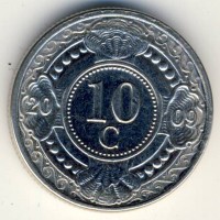 Монета Антильские острова 10 центов 2009 год