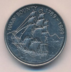 Острова Питкэрн 1 доллар 1989 год - 200 лет HMAV Bounty (медь-никель)