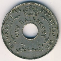 Британская Западная Африка 1/2 пенни 1947 год