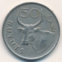 Монета Гамбия 50 бутут 1971 год Буйвол