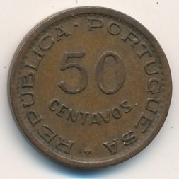 Монета Гвинея-Бисау 50 сентаво 1952 год