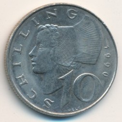 Австрия 10 шиллингов 1990 год