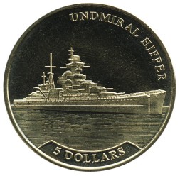 Науру 5 долларов 2017 год - Крейсер «Адмирал Хиппер»