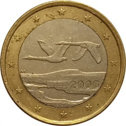 Финляндия 1 евро 2006 год - Летящие лебеди