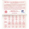 Годовой набор из 10 монет США 2003 год, монетный двор Денвер (D) в конверте