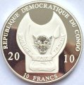 Конго 10 франков 2010 год