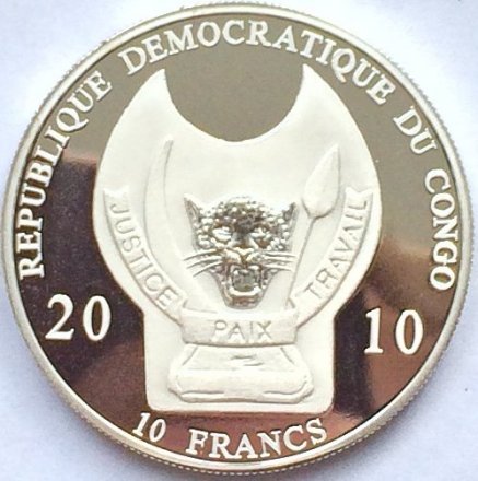 Конго 10 франков 2010 год
