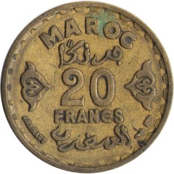 Марокко 20 франков 1952 (1371) год - Мухаммед V