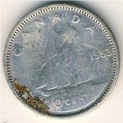 Канада 10 центов 1953 год