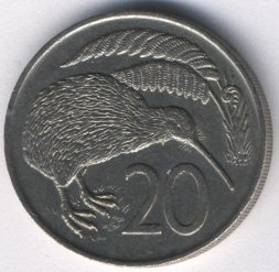 Новая Зеландия 20 центов 1975 год - Киви