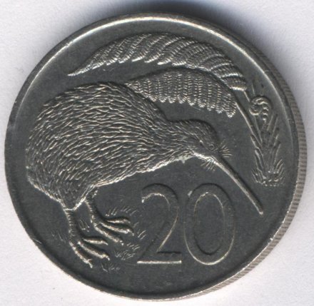 Новая Зеландия 20 центов 1975 год - Киви