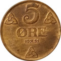 Норвегия 5 эре 1951 год - Король Хокон VII
