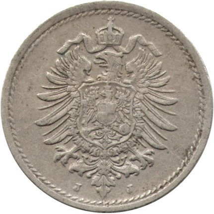 Германия 5 пфеннигов 1875 год (J)
