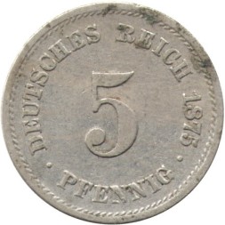Германия 5 пфеннигов 1875 год (J)