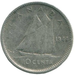 Канада 10 центов 1944 год