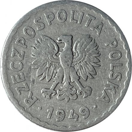 Польша 1 злотый 1949 год (алюминий)