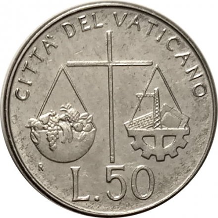 Ватикан 50 лир 1992 год - Папа Иоанн Павел II