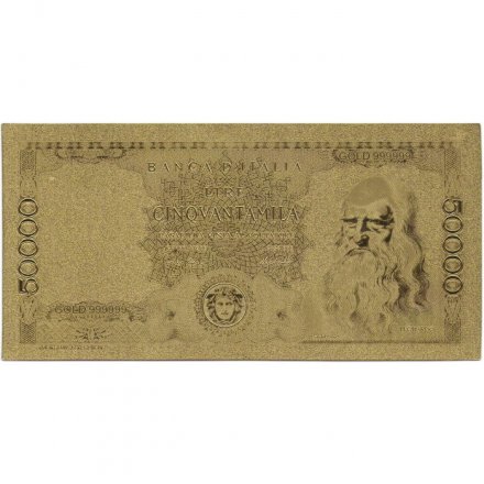 Сувенирная банкнота Италия 50000 лир 1970 (золотые) - UNC