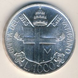 Ватикан 1000 лир 1985 год