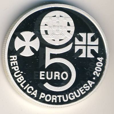 Португалия 5 евро 2004 год - ЮНЕСКО. Монастырь Христа в городе Томар (Proof)