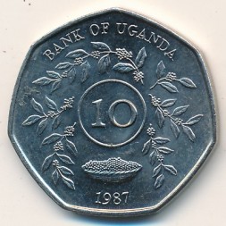 Монета Уганда 10 шиллингов 1987 год
