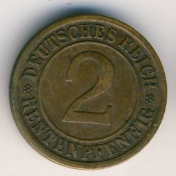 Веймарская республика 2 рентенпфеннига 1923 год (D)