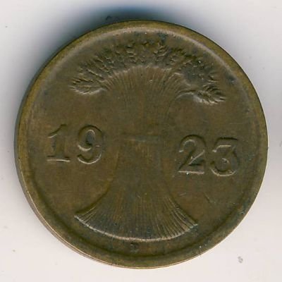 Веймарская республика 2 рентенпфеннига 1923 год (D)