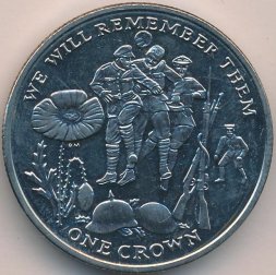 Остров Мэн 1 крона 2014 год - 100 лет Первой Мировой войне. Футбол