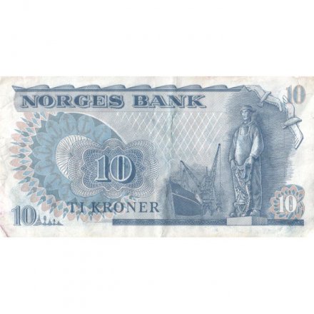 Норвегия 10 крон 1982 год - Фритьоф Нансен. Скульптура «Рыбак» и чайки - VF