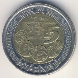 ЮАР 5 рэндов 2011 год