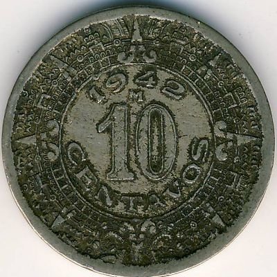 Мексика 10 сентаво 1942 год