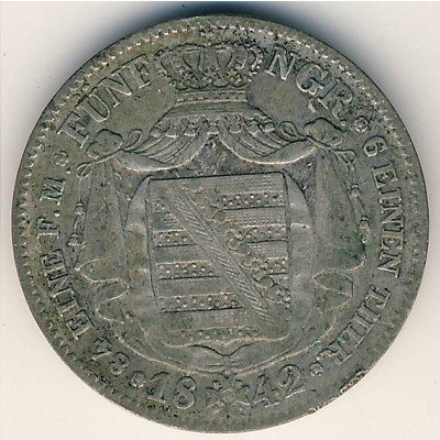 Саксония 1/6 талера 1842 год