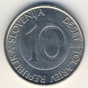Словения 10 толаров 2001 год - Скачущий конь
