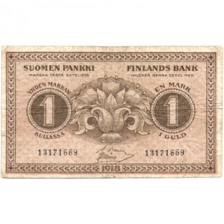 Финляндия 1 марка 1918 год - F