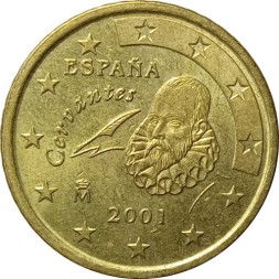 Испания 50 евроцентов 2001 год - Мигель Сервантес де Сааведра