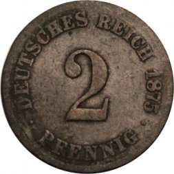 Германия 2 пфеннига 1875 год (C)